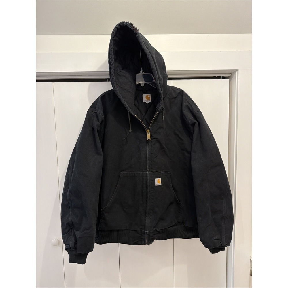 Carhartt J140 Jacket Men's Sz XXL Black Duck Canvas Quilted Lined Union Made USA